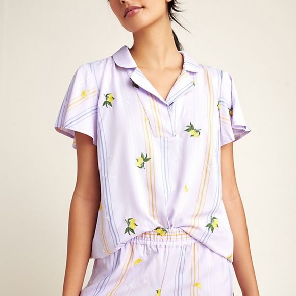 Anthropologie Tops - Anthropologie Lemon Embroidered Top L